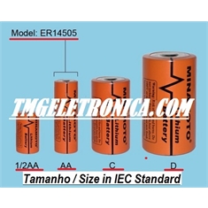 ER14250 - Bateria ER14250 Minamoto size 1/2AA 3,6volts, Minamoto Lithium Thionyl Chloride Battery Cylindrical High energy capacity – Not Rechargeable. - ER14250 Minamoto size 1/2AA 3,6volts